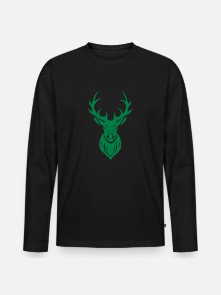Hirsch Geweih - Männer Premium Bio Langarmshirt - Schwarz