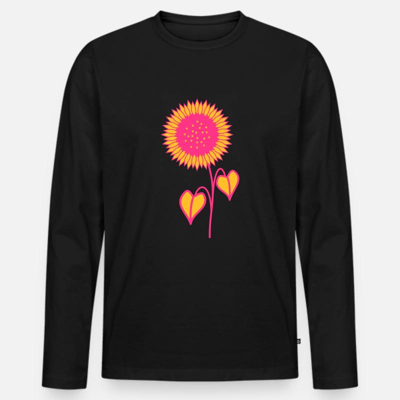 Sonnenblume pink - Männer Premium Bio Langarmshirt - Schwarz