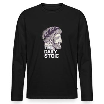 Marcus Aurelius | The daily stoic - Men's Premium Organic Long Sleeve Shirt - black - Front - Nico (187cm)