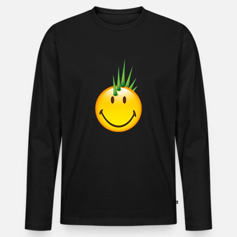 Smiley Punk - Männer Premium Bio Langarmshirt - Schwarz