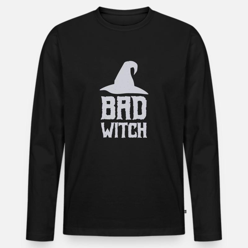 Halloween - BAD WITCH - Männer Premium Bio Langarmshirt - Schwarz