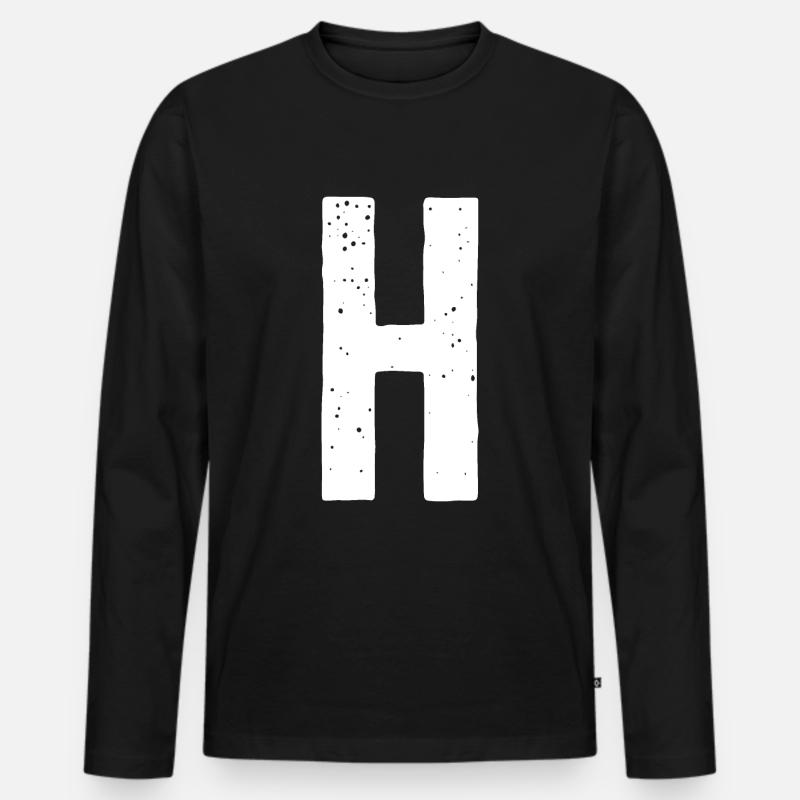H-Buchstabe - Männer Premium Bio Langarmshirt - Schwarz