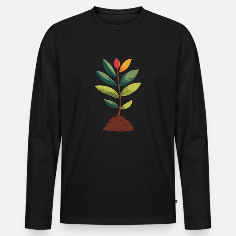 Pflanze - Männer Premium Bio Langarmshirt - Schwarz