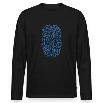 Blaues stilvolles Zierelement - Männer Premium Bio Langarmshirt - Schwarz - Vorne - Nico (187cm)