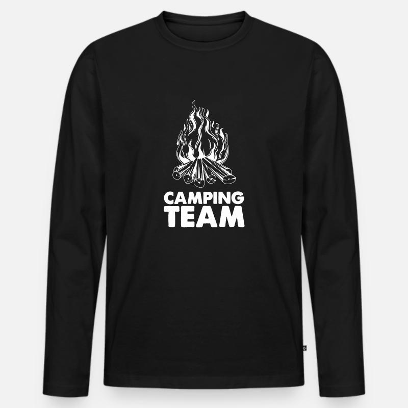 camping team lagerfeuer - Männer Premium Bio Langarmshirt - Schwarz