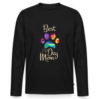 Best Dog Mom Funny Cool Dog Lover - Männer Premium Bio Langarmshirt - Schwarz - Vorne - Nico (187cm)