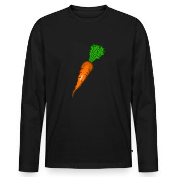 Karotte | Bestseller, Hase, Vegan, Vegetarier - Männer Premium Bio Langarmshirt - Schwarz - Vorne - Nico (187cm)