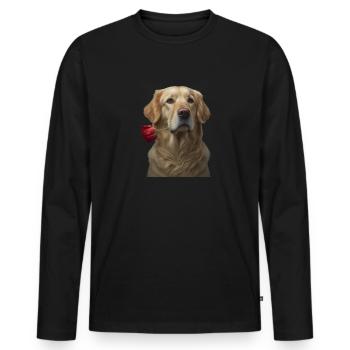 Golden Retriever Saint-Valentin - T-shirt manches longues Premium bio Homme - noir - Devant - Nico (187cm)