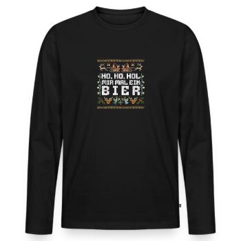 Ho Ho Obtenez-moi une bière Dicton de Noël - T-shirt manches longues Premium bio Homme - noir - Devant - Nico (187cm)