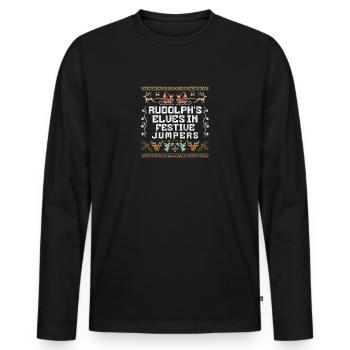 Christmas Santa's Here Jolly Elf Oh Oh Oh - Männer Premium Bio Langarmshirt - Schwarz - Vorne - Nico (187cm)