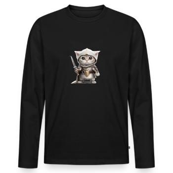 Knight as Cat - Men's Premium Organic Long Sleeve Shirt - black - Front - Nico (187cm)