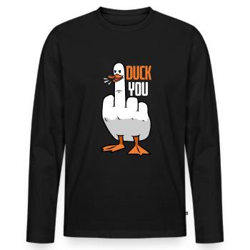 Duck You Ente - Men's Premium Organic Long Sleeve Shirt - black - Front - Nico (187cm)