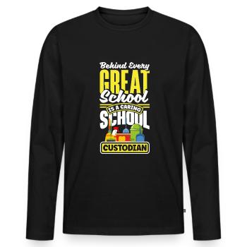 School Custodian Janitor Behind Every Great School - Men's Premium Organic Long Sleeve Shirt - black - Front - Nico (187cm)