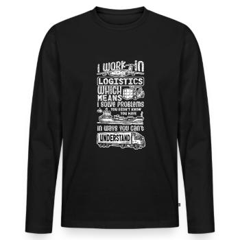 Logistics Logistician I Work In Logisticis - Men's Premium Organic Long Sleeve Shirt - black - Front - Nico (187cm)