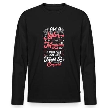 Schneider Faden Hose Maßschneider - Männer Premium Bio Langarmshirt - Schwarz - Vorne - Nico (187cm)