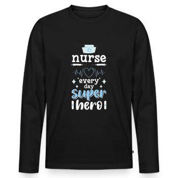 Everyday Superhero Lifesaver Work - Men's Premium Organic Long Sleeve Shirt - black - Front - Nico (187cm)