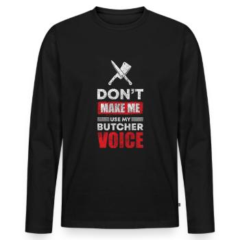 Schlachter Fleischerei Wurst - Männer Premium Bio Langarmshirt - Schwarz - Vorne - Nico (187cm)