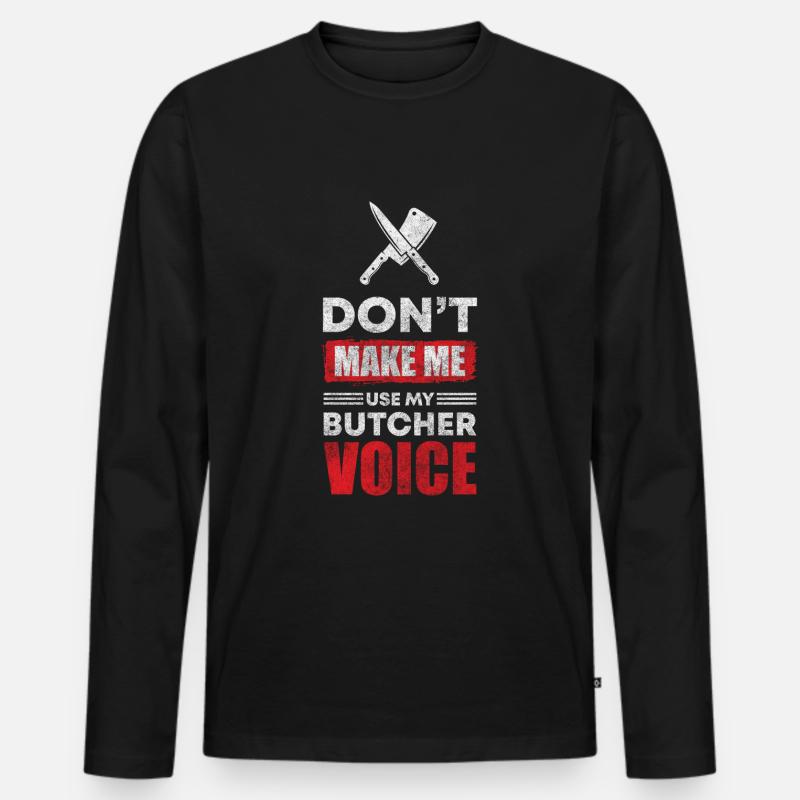 Schlachter Fleischerei Wurst - Männer Premium Bio Langarmshirt - Schwarz