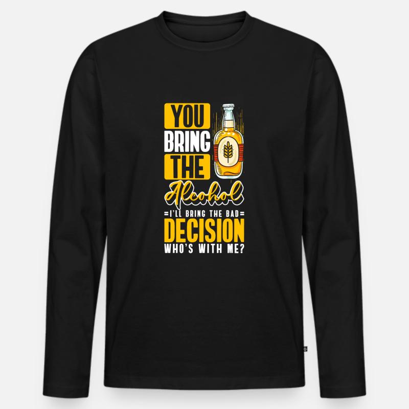 Alkoholiker Alkoholexzess Trinker Kneipe - Männer Premium Bio Langarmshirt - Schwarz
