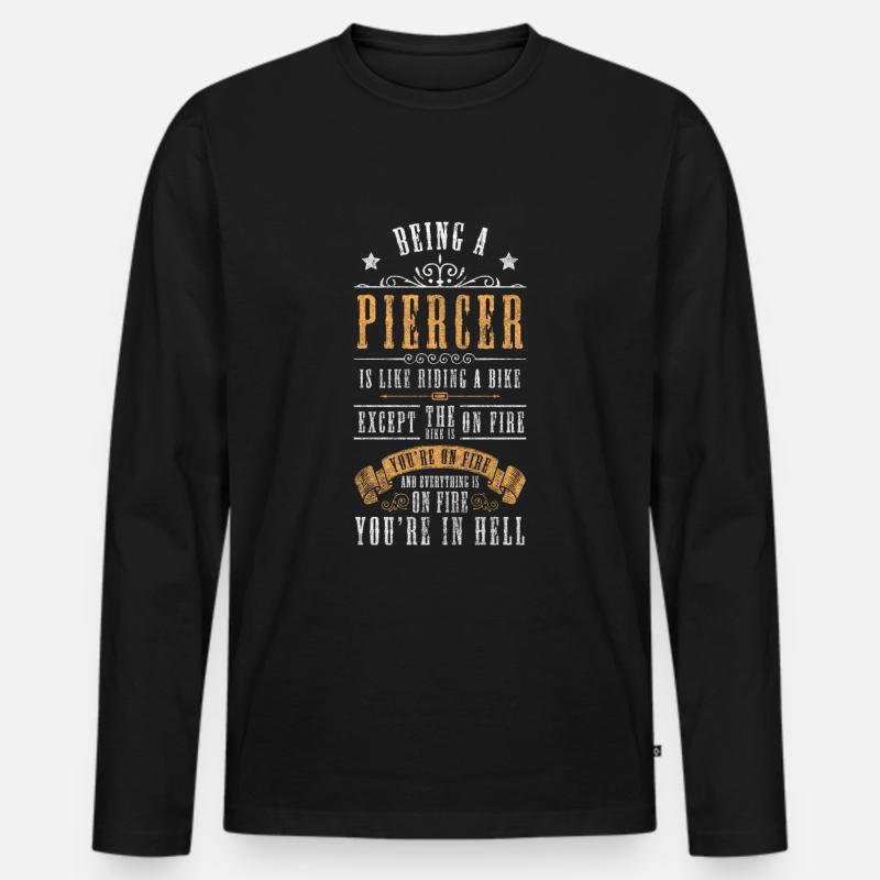 Piercer Nadel Beruf Ring - Männer Premium Bio Langarmshirt - Schwarz
