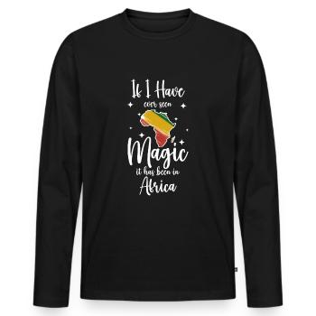 Safari Conservation Lion Serengeti - Men's Premium Organic Long Sleeve Shirt - black - Front - Nico (187cm)