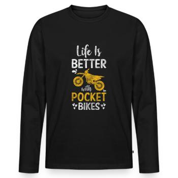 Pocketbike Zweirad Staub Geländebike - Männer Premium Bio Langarmshirt - Schwarz - Vorne - Nico (187cm)