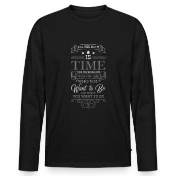 Time travel through time - Men's Premium Organic Long Sleeve Shirt - black - Front - Nico (187cm)