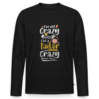Kleidung Faden Handarbeit Stricken - Männer Premium Bio Langarmshirt - Schwarz - Vorne - Nico (187cm)