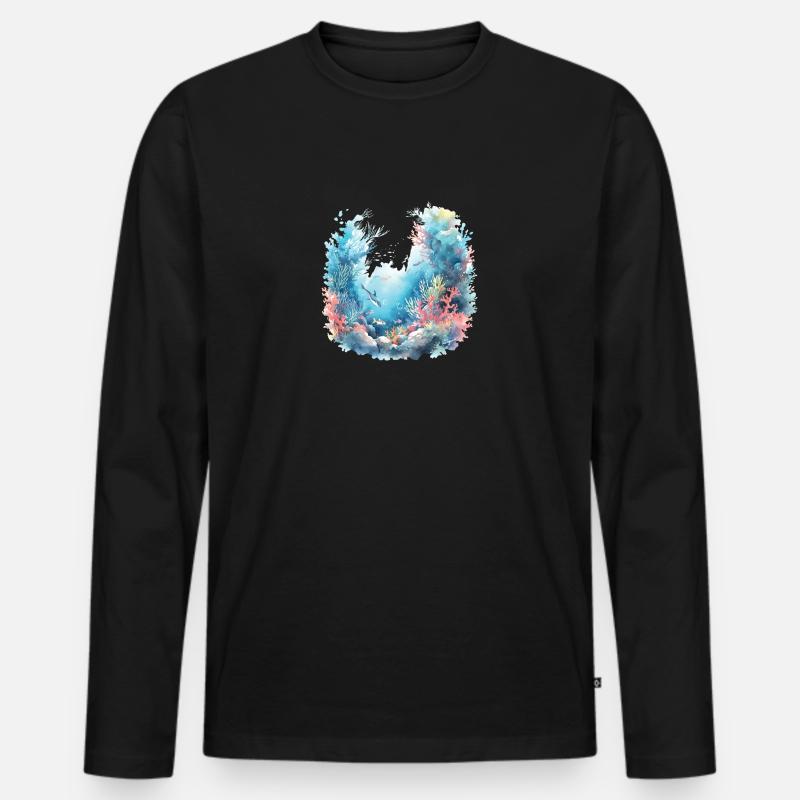 Unterwasser - Männer Premium Bio Langarmshirt - Schwarz