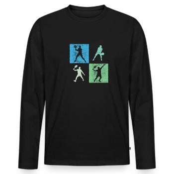 Conception de joueur de padel pour les joueurs de tennis de padel - T-shirt manches longues Premium bio Homme - noir - Devant - Nico (187cm)