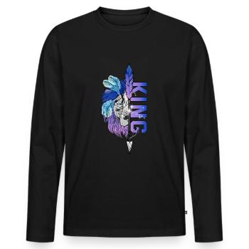 Lion King - Queen Coupledesign Saint Valentin - T-shirt manches longues Premium bio Homme - noir - Devant - Nico (187cm)