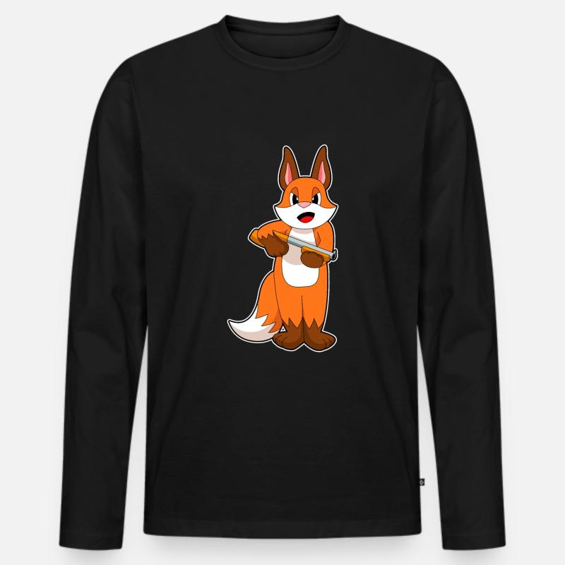 Fuchs Schrotflinte - Männer Premium Bio Langarmshirt - Schwarz