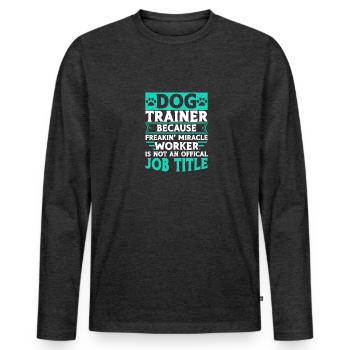Dresseur de chiens Sports canins École de chiens - T-shirt manches longues Premium bio Homme - anthracite chiné - Devant - Nico (187cm)