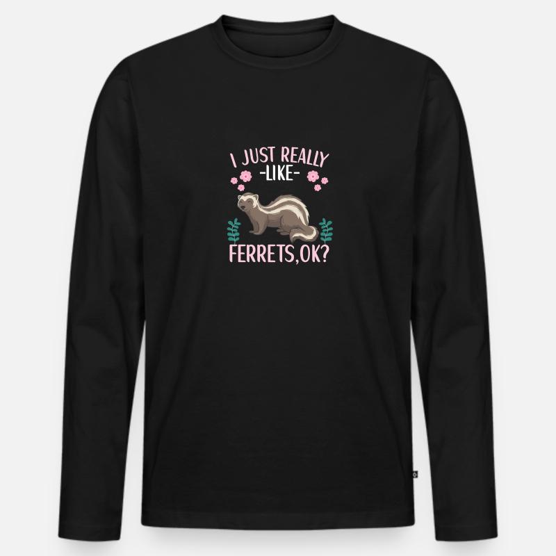Frettchen Marder Frettchenbesitzer - Männer Premium Bio Langarmshirt - Schwarz