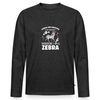 Zebra Outfit für Zebra Liebhaber Frauen - Männer Premium Bio Langarmshirt - Anthrazit meliert - Vorne - Nico (187cm)