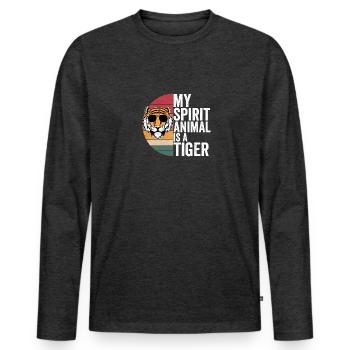 Tiger Outfit für Tiger Liebhaber Frauen - Männer Premium Bio Langarmshirt - Anthrazit meliert - Vorne - Nico (187cm)