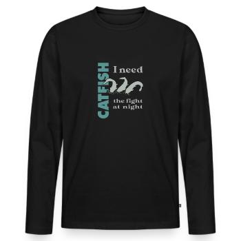 Combat de pêche au poisson-chat avec le poisson-chat fort - T-shirt manches longues Premium bio Homme - noir - Devant - Nico (187cm)