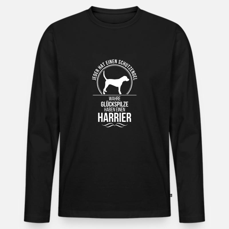 HARRIER Schutzengel Hunde Spruch Wilsigns - Männer Premium Bio Langarmshirt - Schwarz
