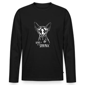 Aimé par un chat Sphynx Disant Chat Wilsigns - T-shirt manches longues Premium bio Homme - noir - Devant - Nico (187cm)