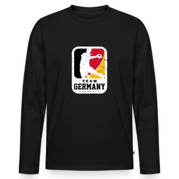 HANDBALL DESIGN TEAM GERMANY - Männer Premium Bio Langarmshirt - Schwarz - Vorne - Nico (187cm)