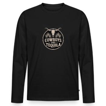 Cow-boys et Tequila Femmes - T-shirt manches longues Premium bio Homme - noir - Devant - Nico (187cm)