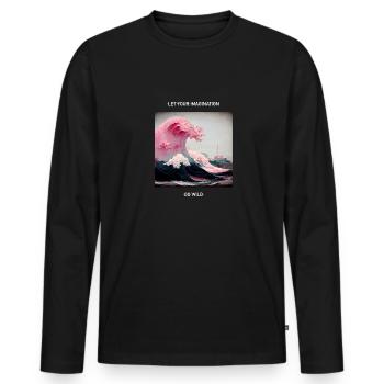 Pink Kanagawa Wave Wave - Men's Premium Organic Long Sleeve Shirt - black - Front - Nico (187cm)