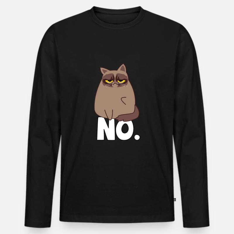 Grumpy Cat - Männer Premium Bio Langarmshirt - Schwarz