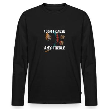 Basse et pas d’aigus - clé de basse avec dicton - T-shirt manches longues Premium bio Homme - noir - Devant - Nico (187cm)