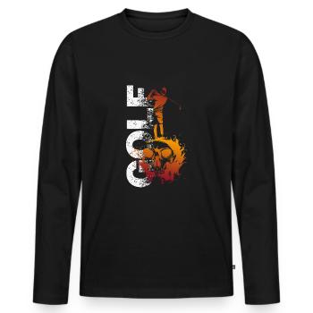 Golf Halloween-Golfer Abschlag zur Geisterstunde - Männer Premium Bio Langarmshirt - Schwarz - Vorne - Nico (187cm)