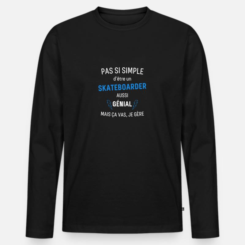 Toller Skateboarder - Männer Premium Bio Langarmshirt - Schwarz