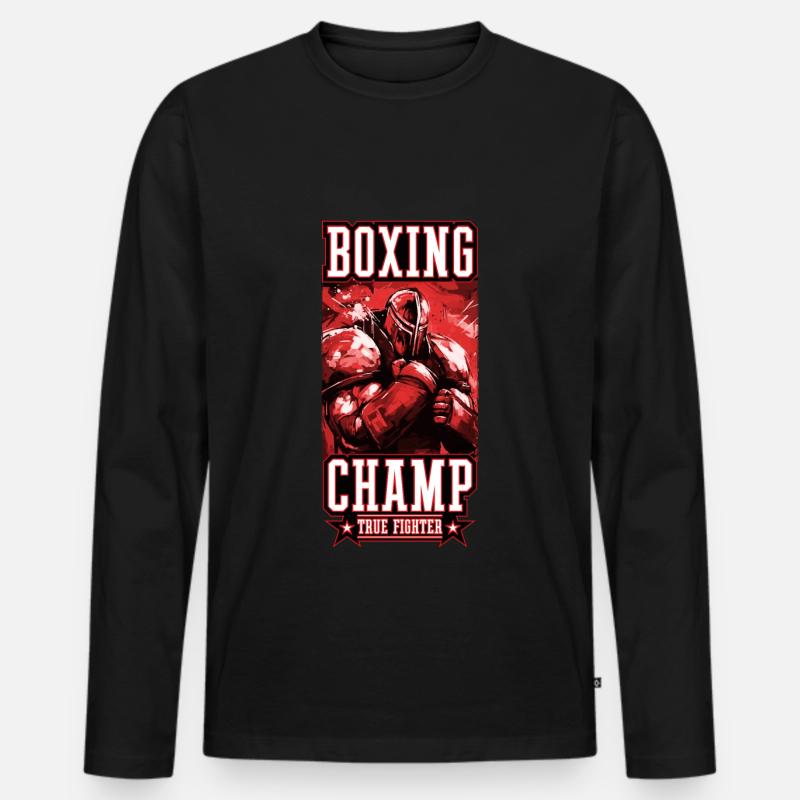 Ritter Boxer Kämpfer Boxing Champ - Männer Premium Bio Langarmshirt - Schwarz