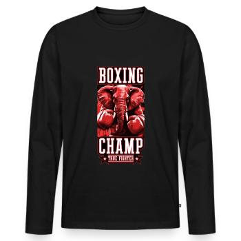 Elefant Boxer Kämpfer Boxing Champ - Männer Premium Bio Langarmshirt - Schwarz - Vorne - Nico (187cm)