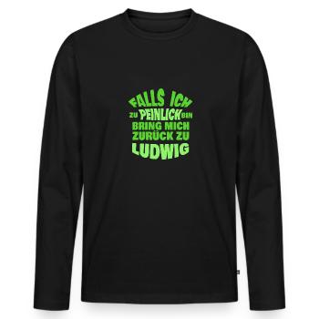 Ludwig als Jungesellenabschied - Männer Premium Bio Langarmshirt - Schwarz - Vorne - Nico (187cm)