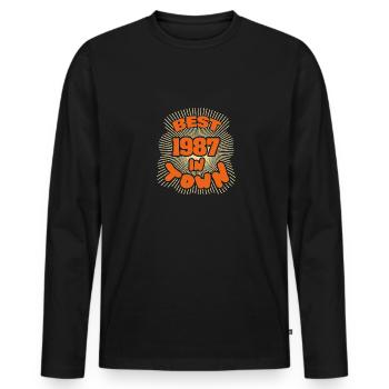 Best 1987 - Men's Premium Organic Long Sleeve Shirt - black - Front - Nico (187cm)